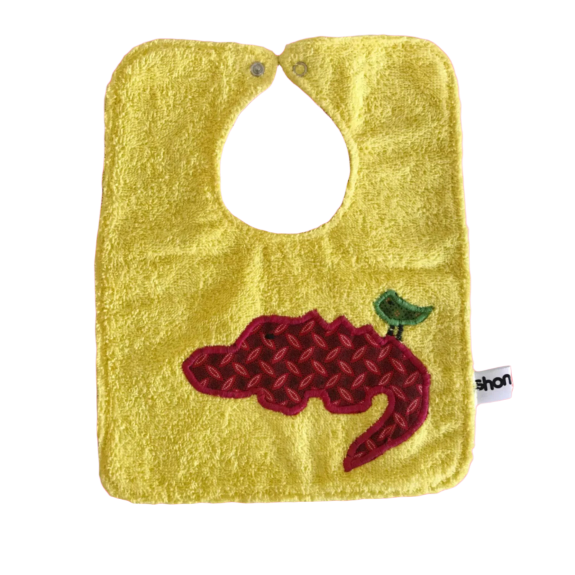 Baby Bib - Crocodile - Yellow