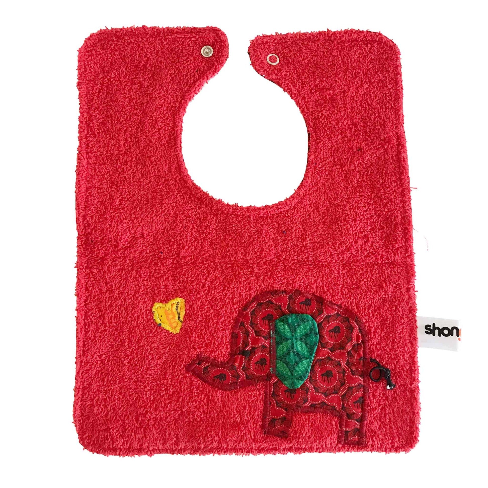 Baby Bib - Elephant - Red