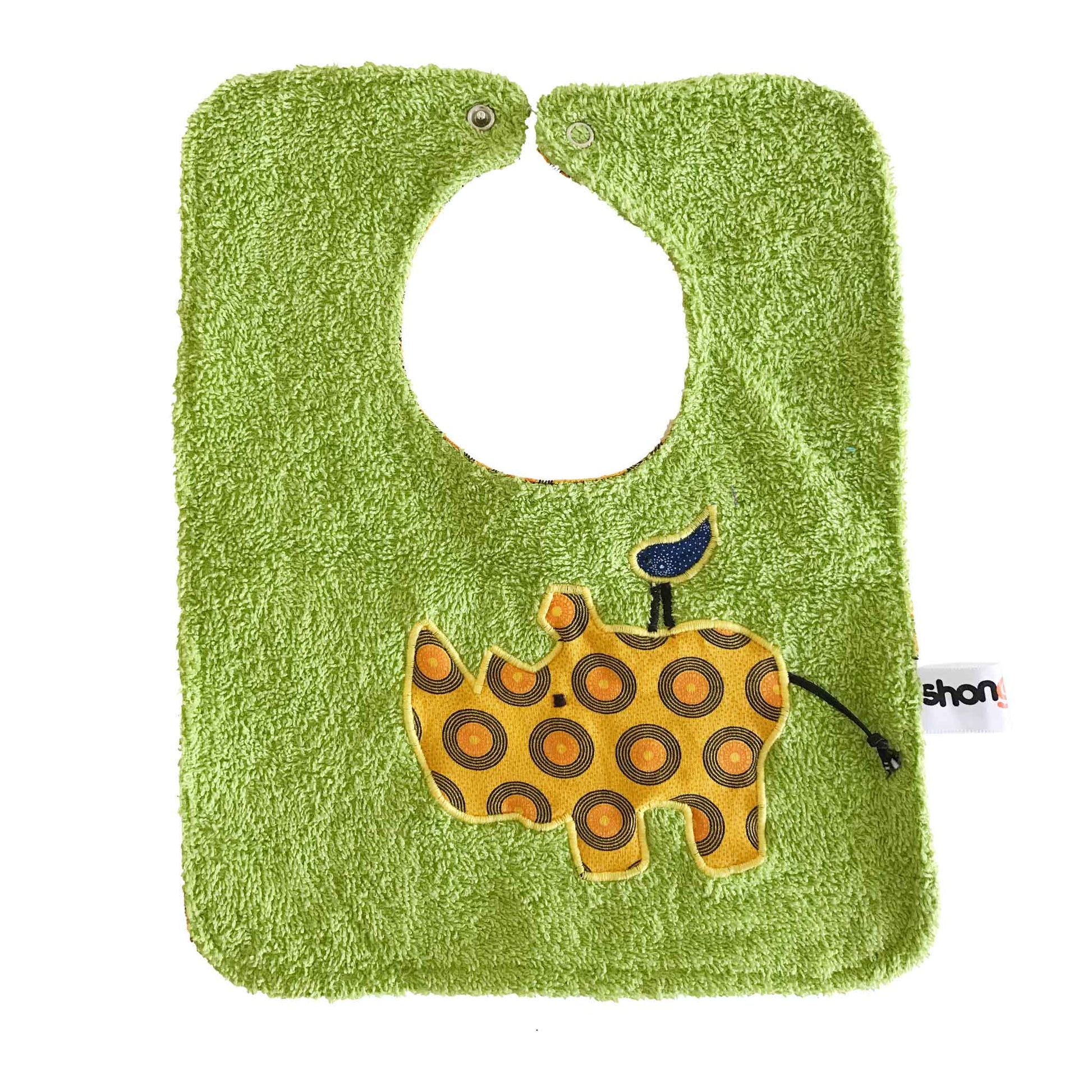 Baby Bib - Rhino - Green