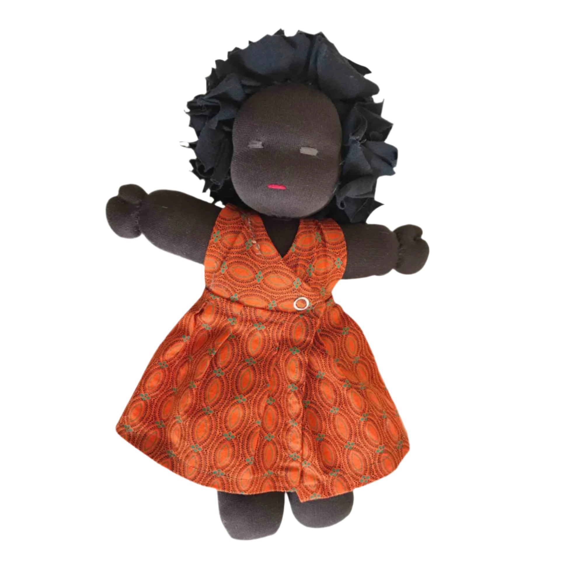 Fabric Doll - Shweshwe Dress - Orange